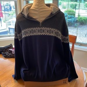 DOCKERS 1/4 Zip Mock Neck Sweater, Size XXLarge, Blue